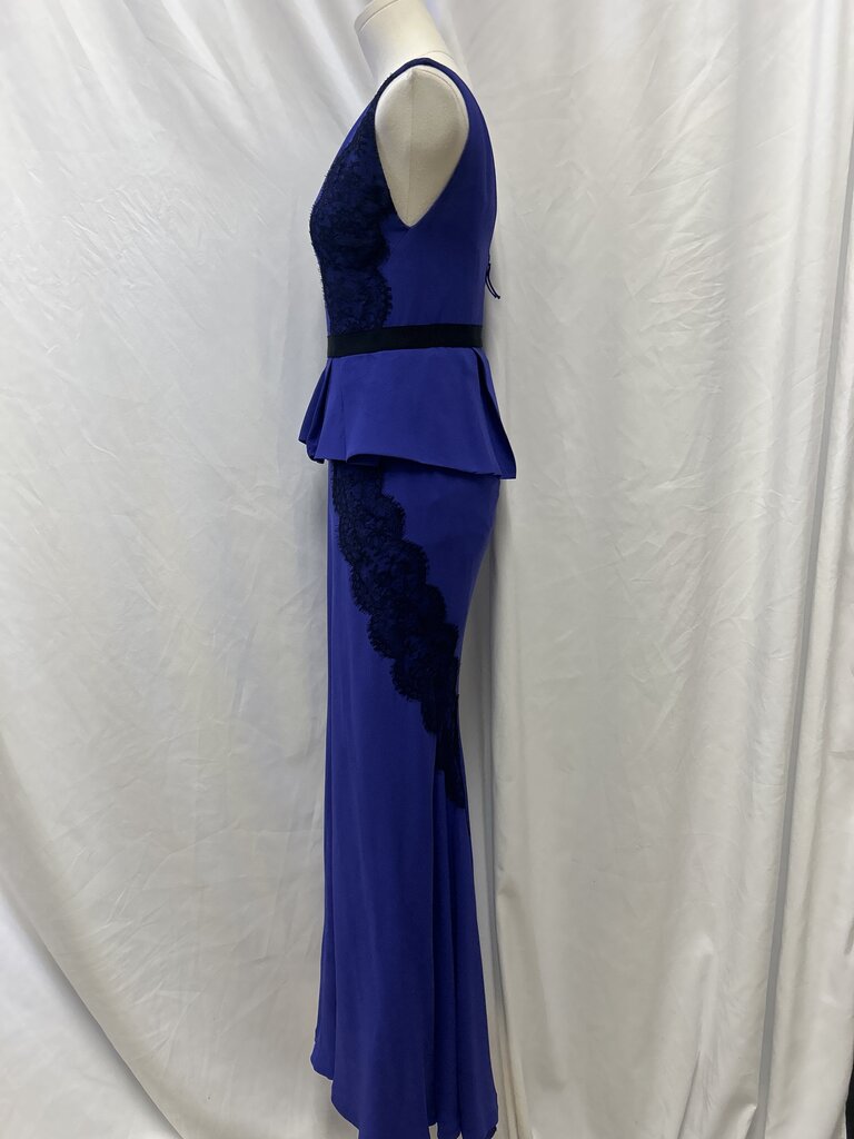 J. Mendel Black and Blue Lace Detail Gown