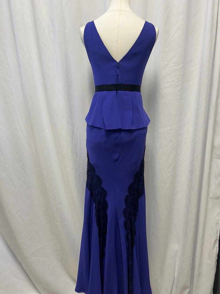 J. Mendel Black and Blue Lace Detail Gown