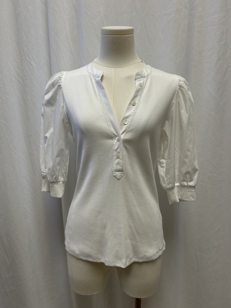 Veronica Beard White Ribbed Top