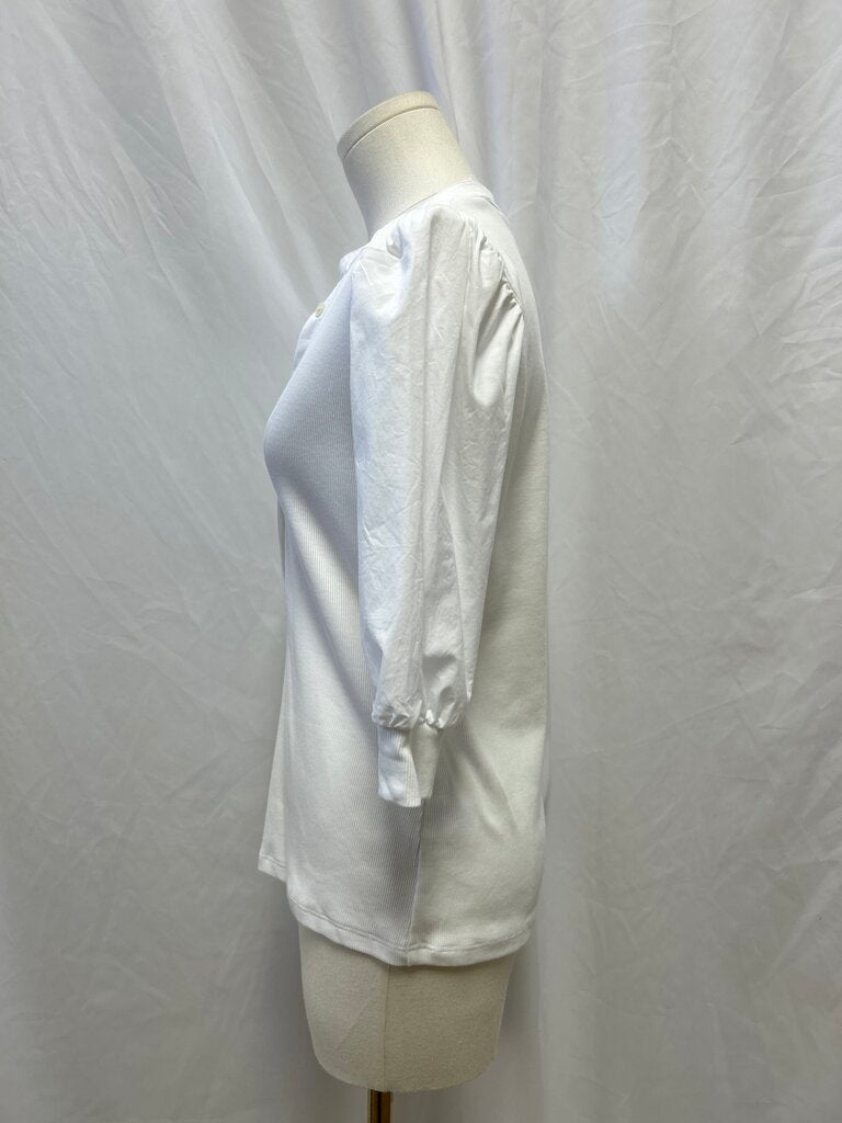 Veronica Beard White Ribbed Top