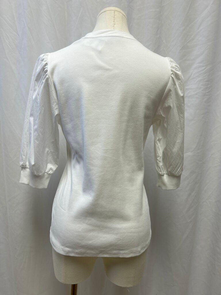 Veronica Beard White Ribbed Top