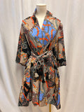 Gretchen Scott Black Tassel Print Belted Dress NWT