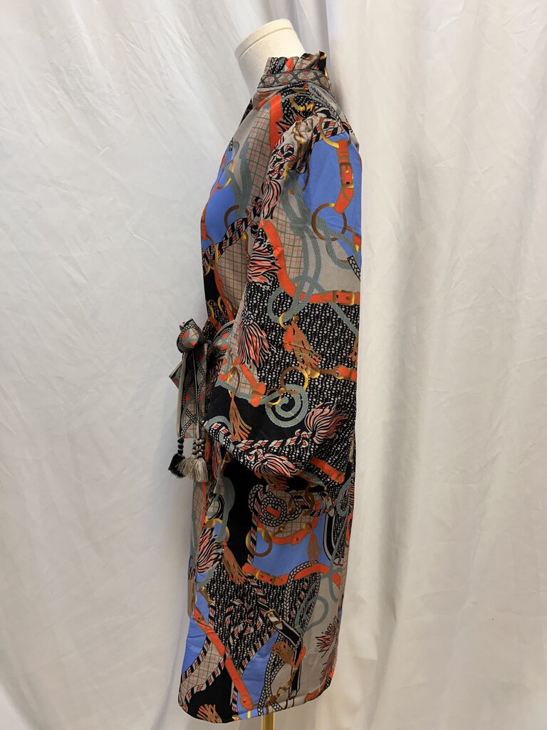 Gretchen Scott Black Tassel Print Belted Dress NWT