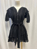 Veronica Beard Black Eyelet Belted Dress