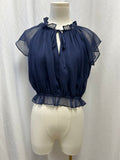 Jason Wu Blue Chiffon Cropped Ruffle Top