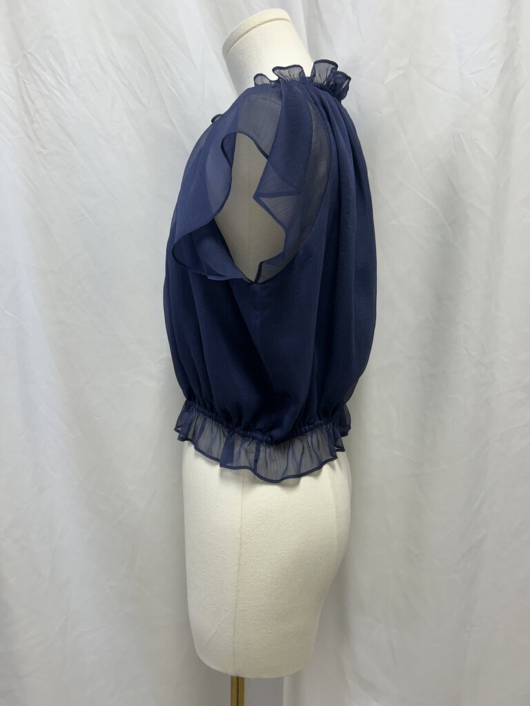 Jason Wu Blue Chiffon Cropped Ruffle Top