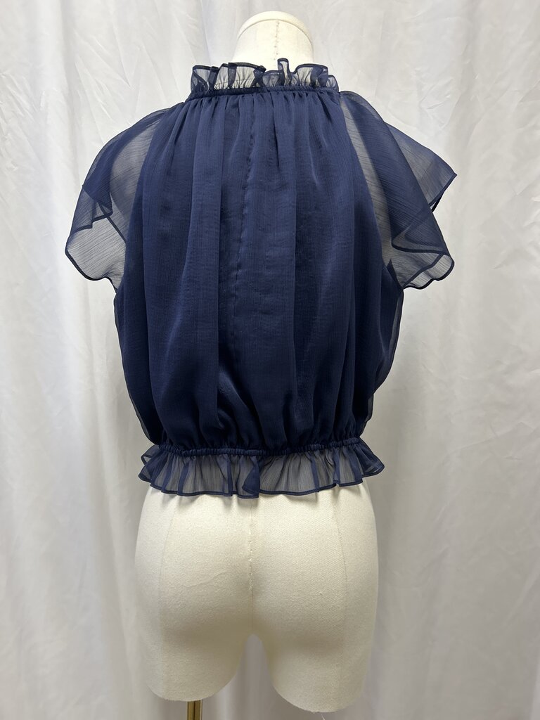 Jason Wu Blue Chiffon Cropped Ruffle Top