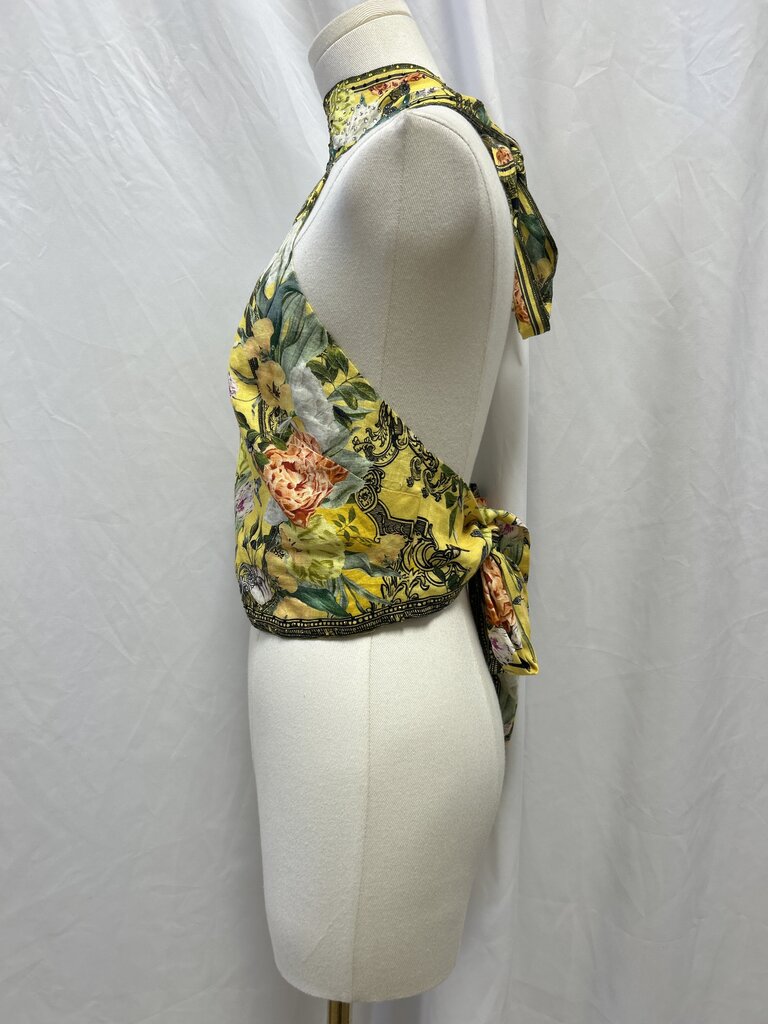 Camilla Yellow Floral Linen Halter Top NWT