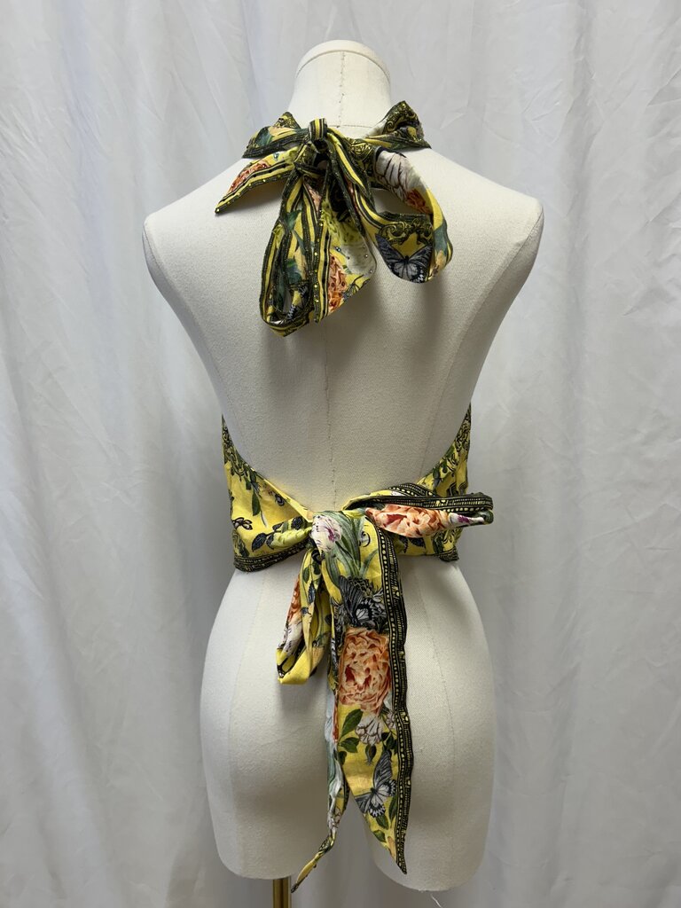 Camilla Yellow Floral Linen Halter Top NWT