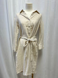 L'Agence Tan Linen Belted Shirt Dress