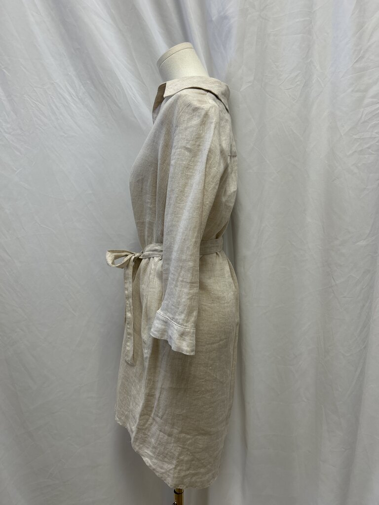 L'Agence Tan Linen Belted Shirt Dress