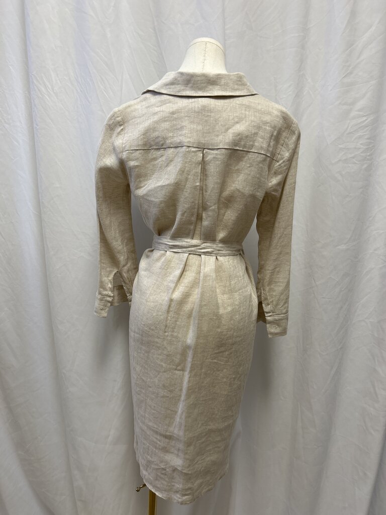 L'Agence Tan Linen Belted Shirt Dress