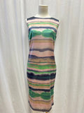 St John Watercolor Striped Sheath Dress