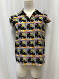 alice + olivia Black Willa Face Flutter Sleeve TOp