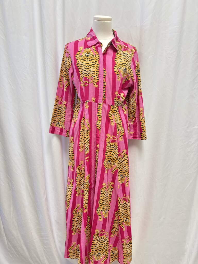 Guadalupe Pink Striped Tiger Dress