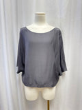 Vince Grey Silk Boat Neck Top