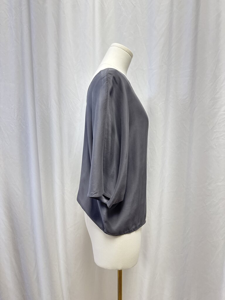 Vince Grey Silk Boat Neck Top