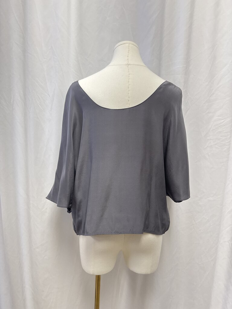 Vince Grey Silk Boat Neck Top