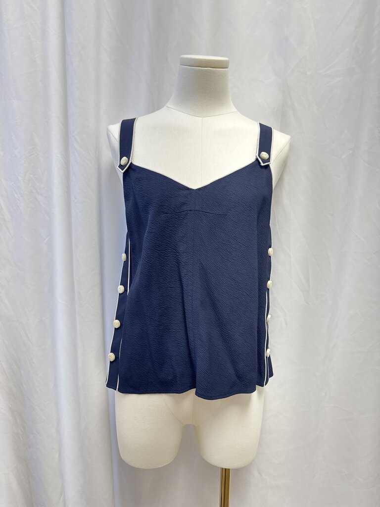 rag & bone Navy Button Tank