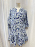 Apiece Apart Blue Floral Tiered Dress