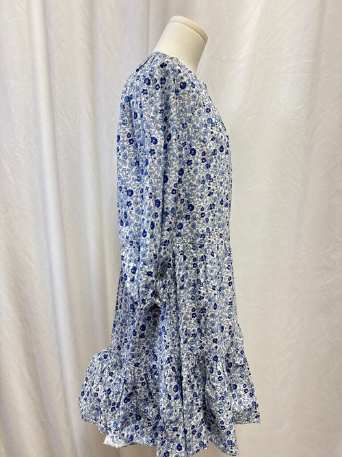 Apiece Apart Blue Floral Tiered Dress