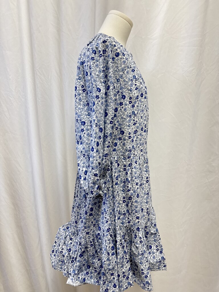 Apiece Apart Blue Floral Tiered Dress