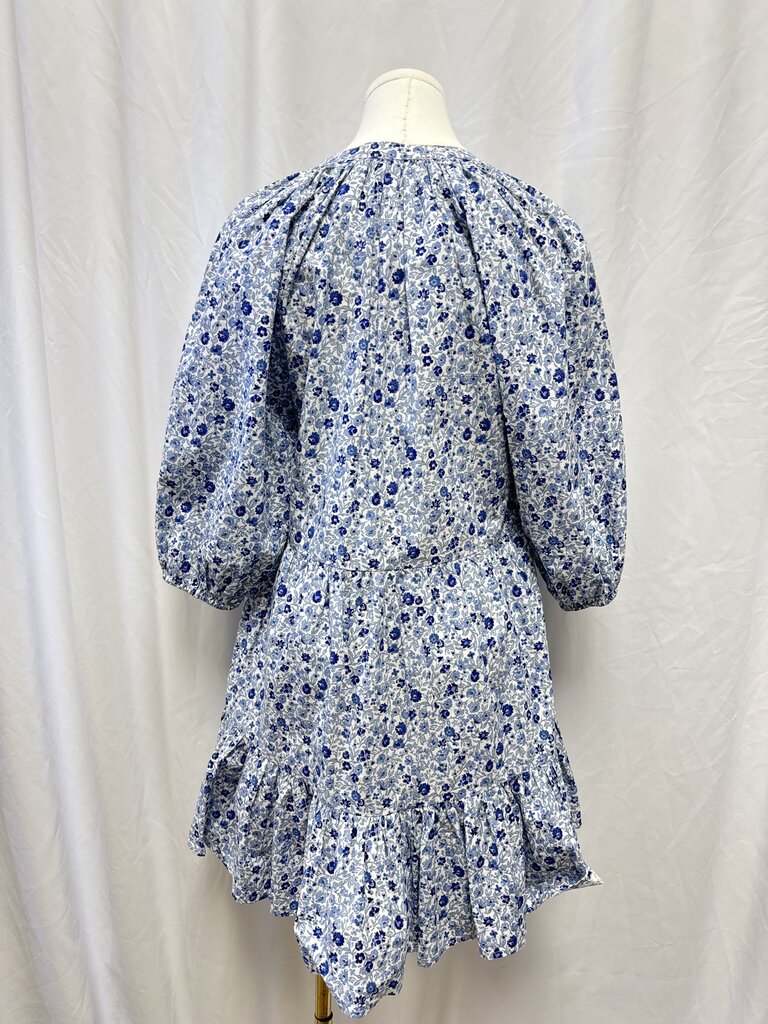 Apiece Apart Blue Floral Tiered Dress