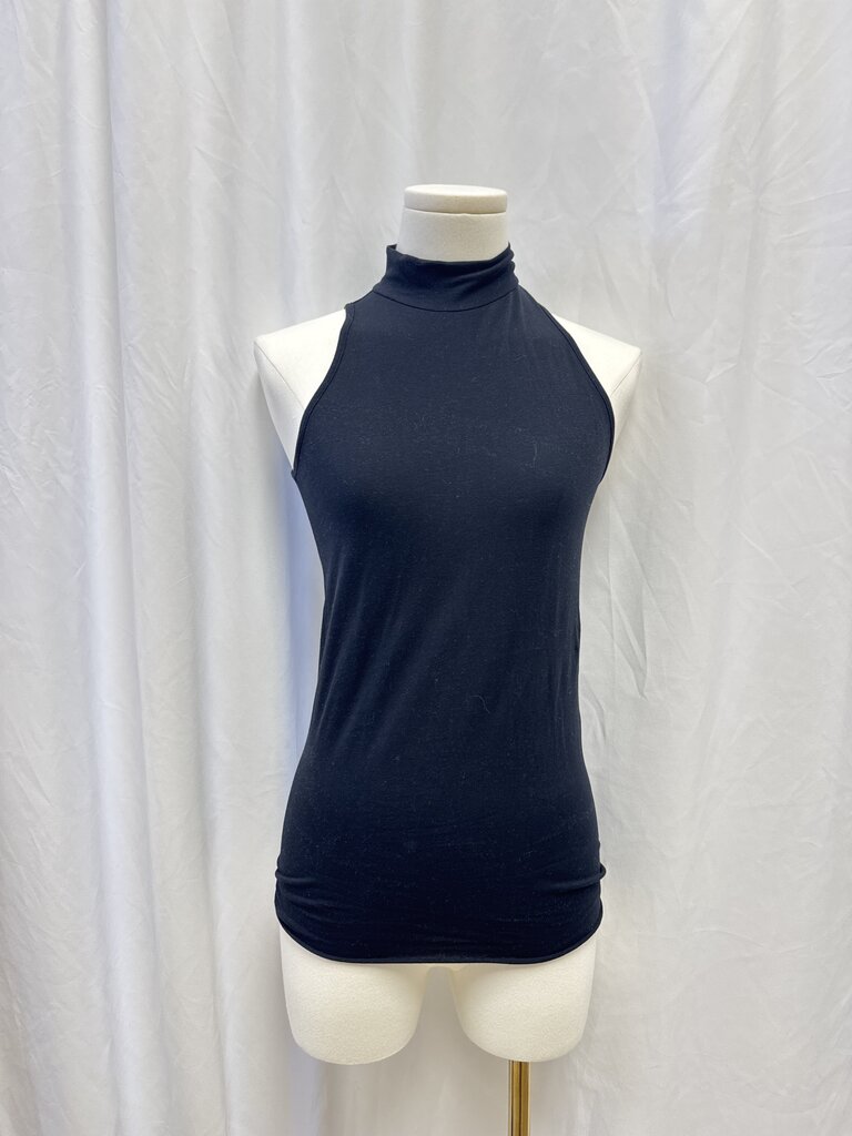 Enza Costa Black Mock Neck Sleeveless Top