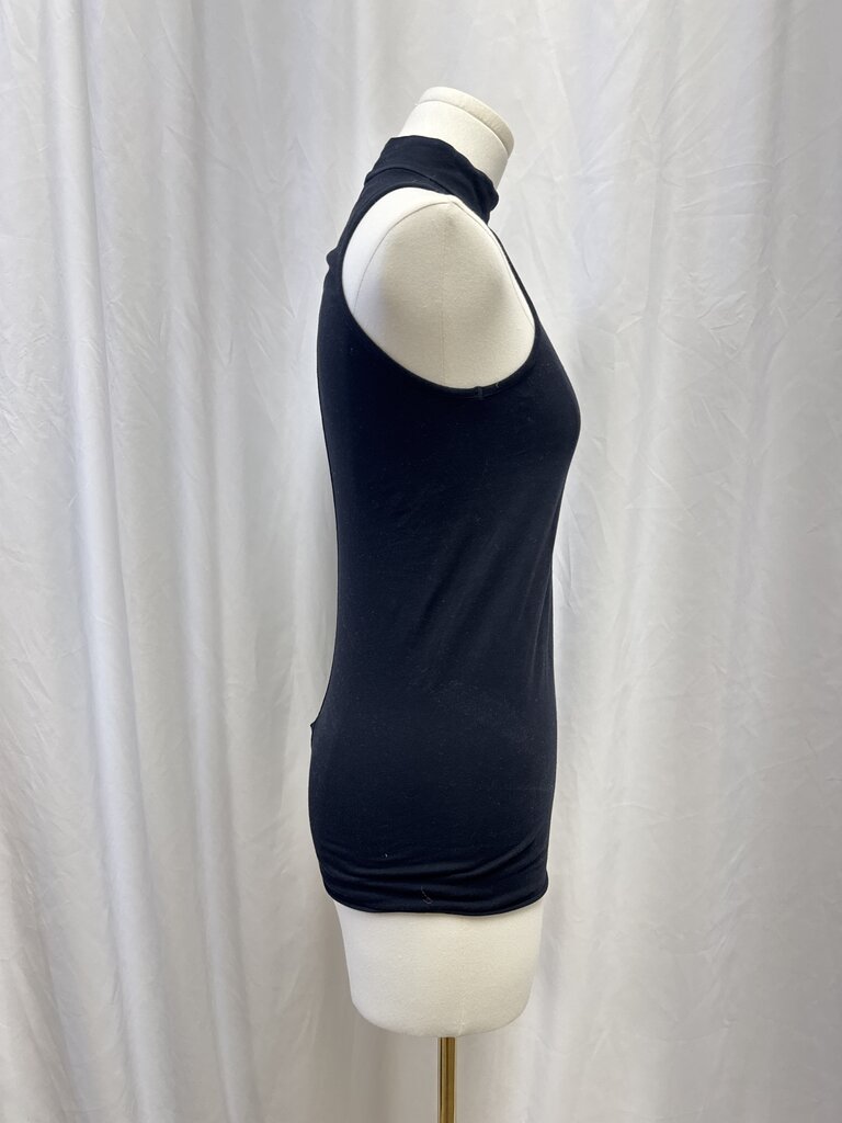 Enza Costa Black Mock Neck Sleeveless Top