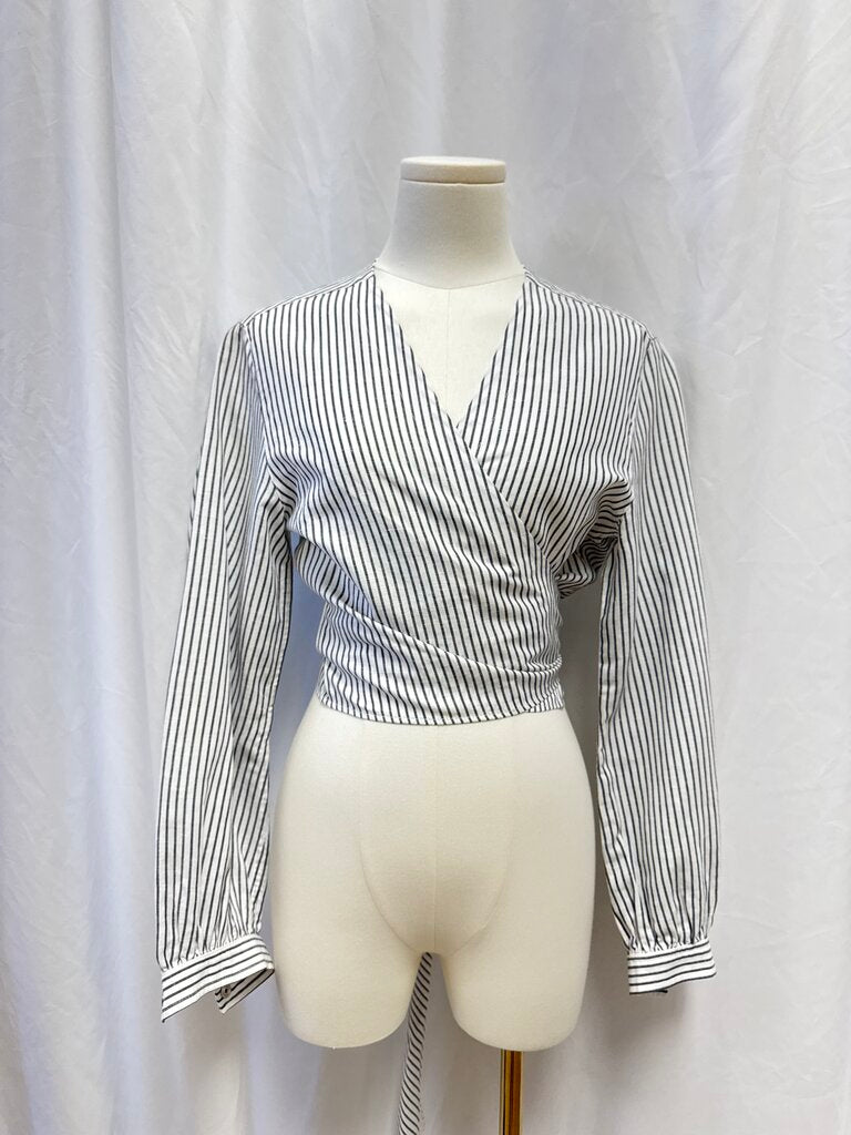 rag & bone Blue Striped Wrap Top