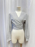 rag & bone Blue Striped Wrap Top