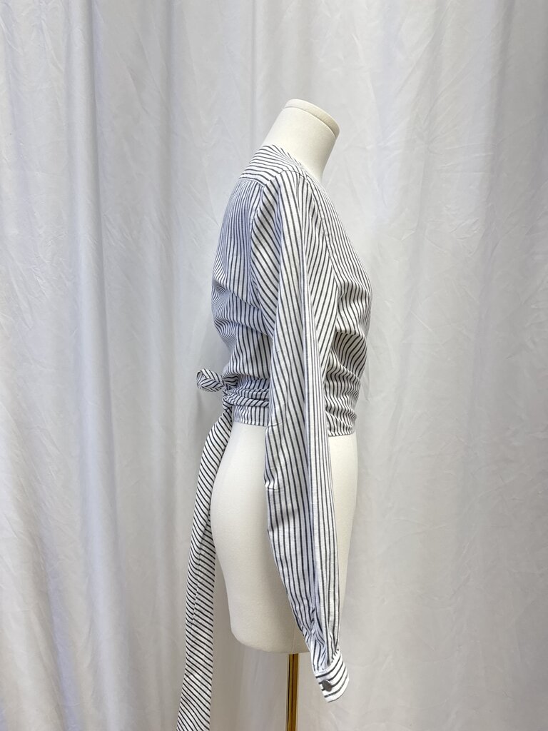 rag & bone Blue Striped Wrap Top