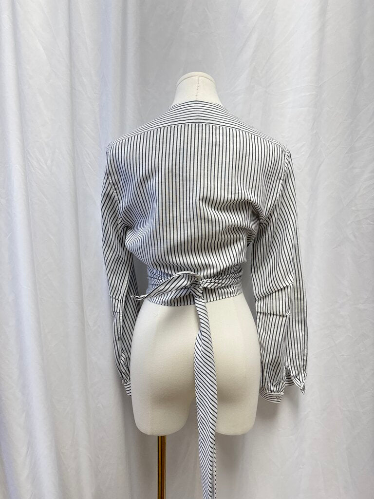 rag & bone Blue Striped Wrap Top