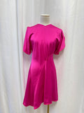Victoria Beckham Fuchsia Hammered Satin Flutter Sleeve Dress