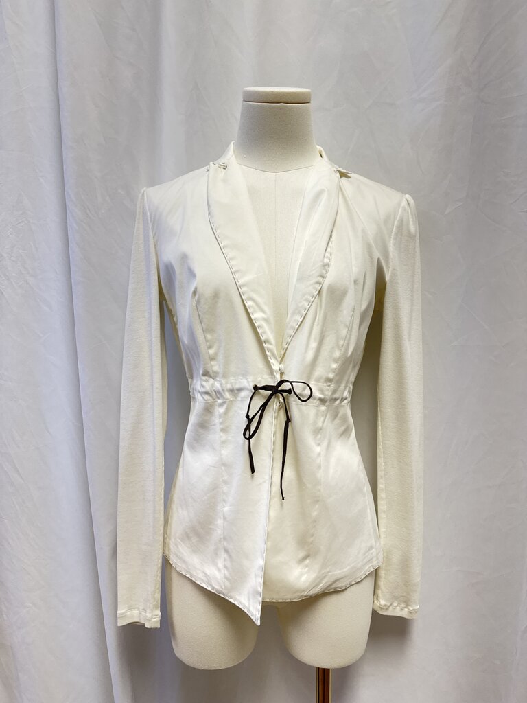 Brunello Cucinelli White Tie Front Top