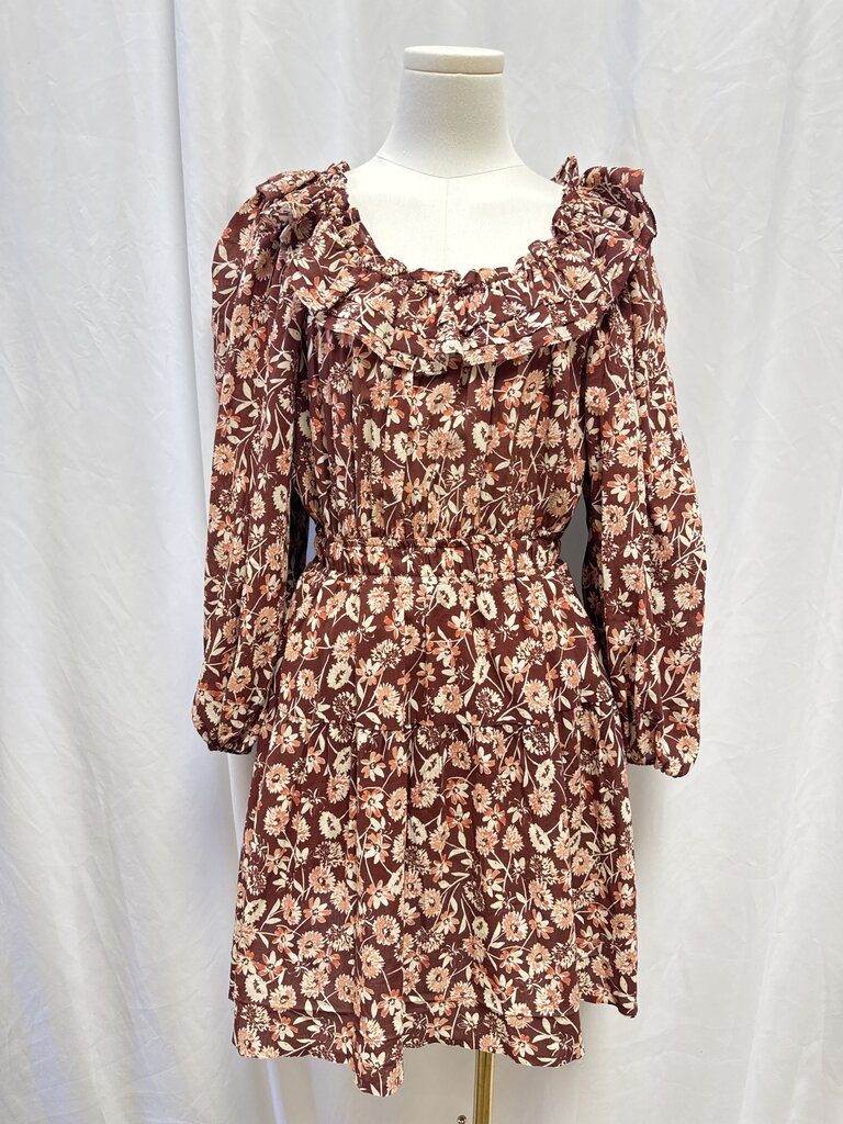 The Westside Brown Floral Mini Dress NWT
