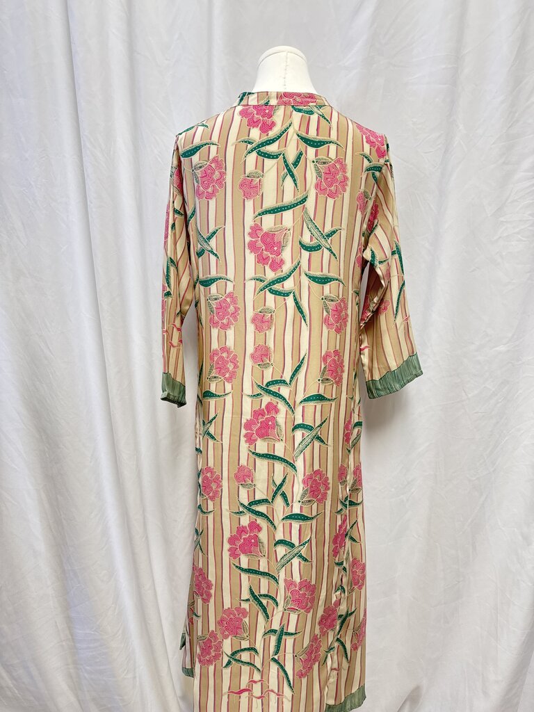 Natalie Martin Beige Striped and Floral Caftan