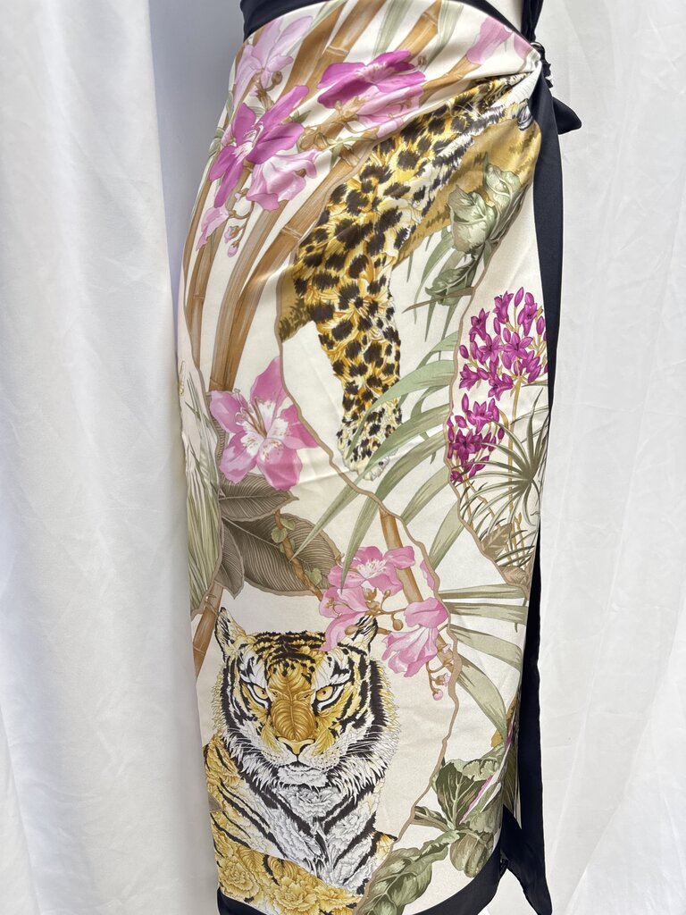 Ferragamo Silk Leopard and Floral Scarf