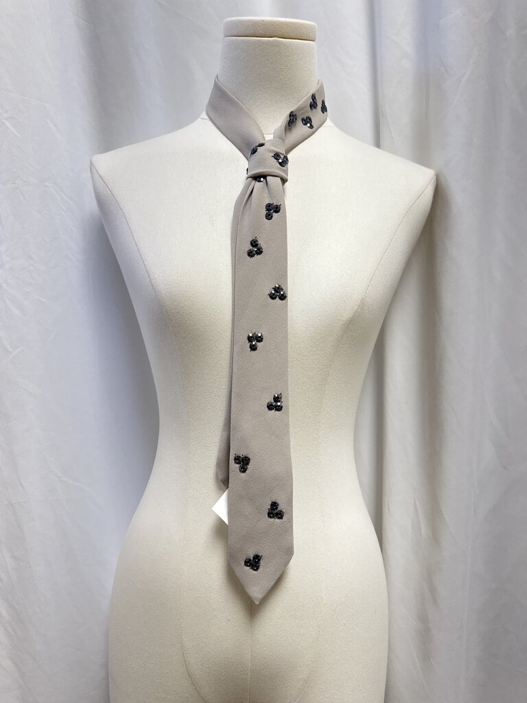 Brunello Cucinelli Beige Embellished Silk Tie