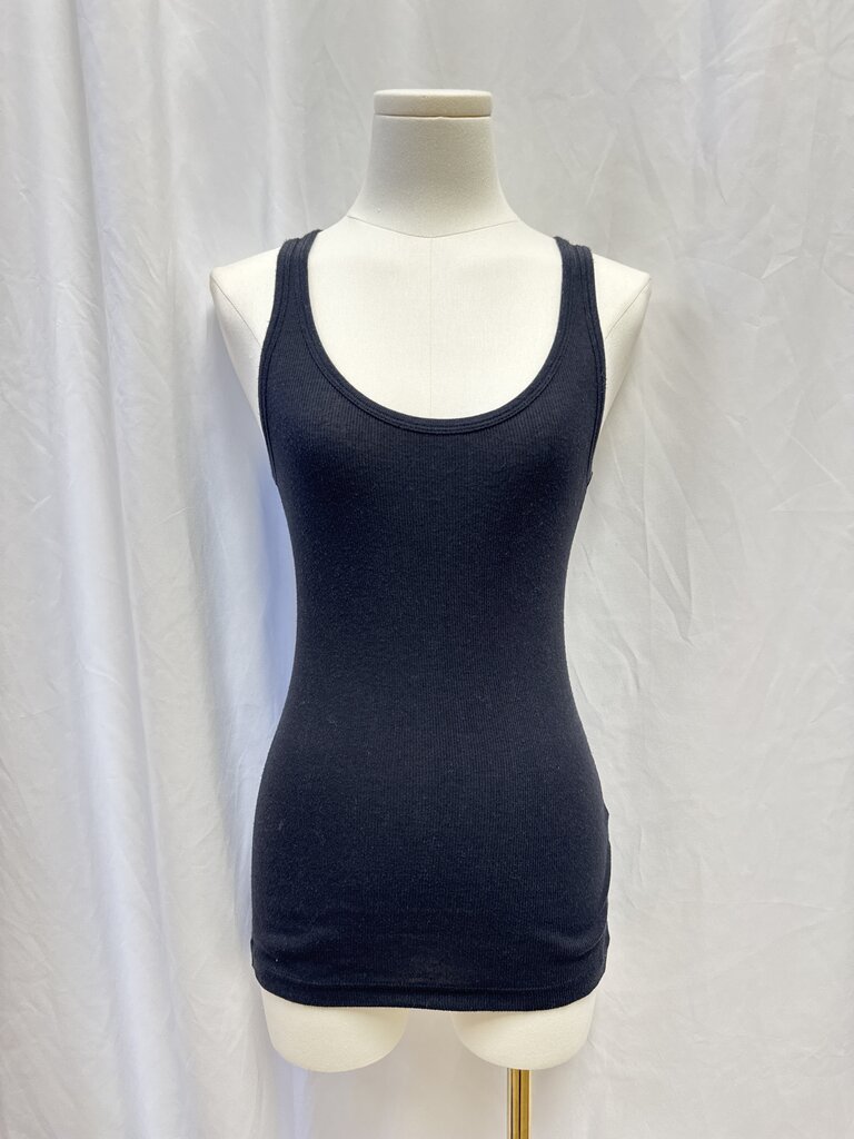 Vince Black Ribbed Tank