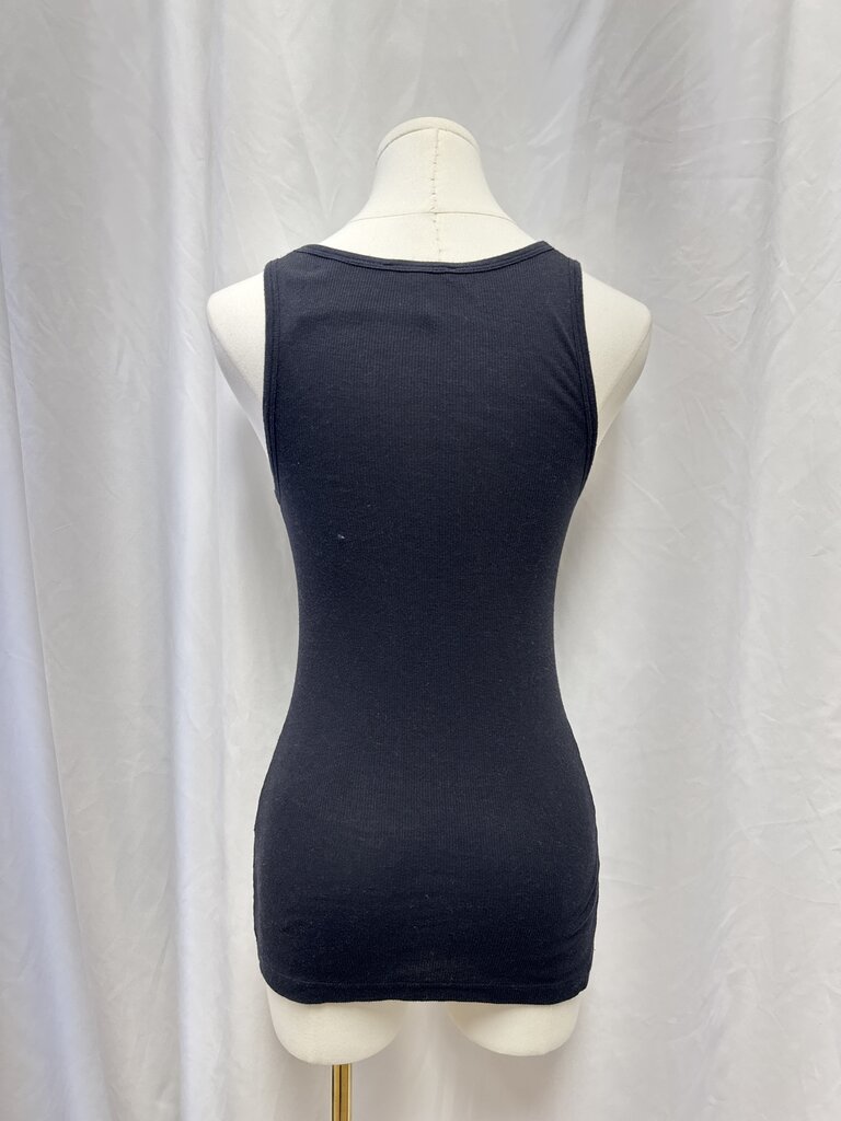 Vince Black Ribbed Tank