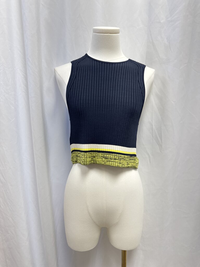 rag & bone Navy Ribbed Banded Bottom Tank