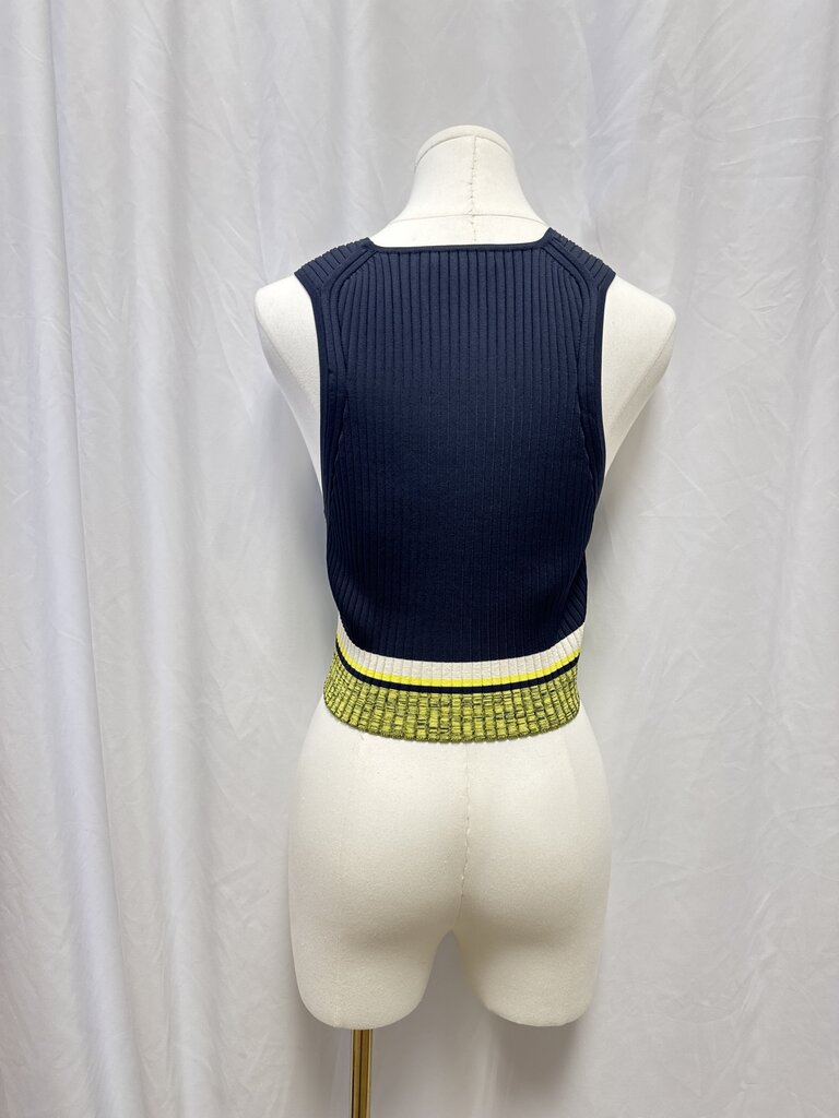 rag & bone Navy Ribbed Banded Bottom Tank