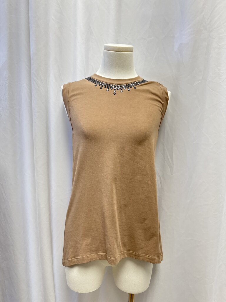 Brunello Cucinelli Brown Embellished Tank