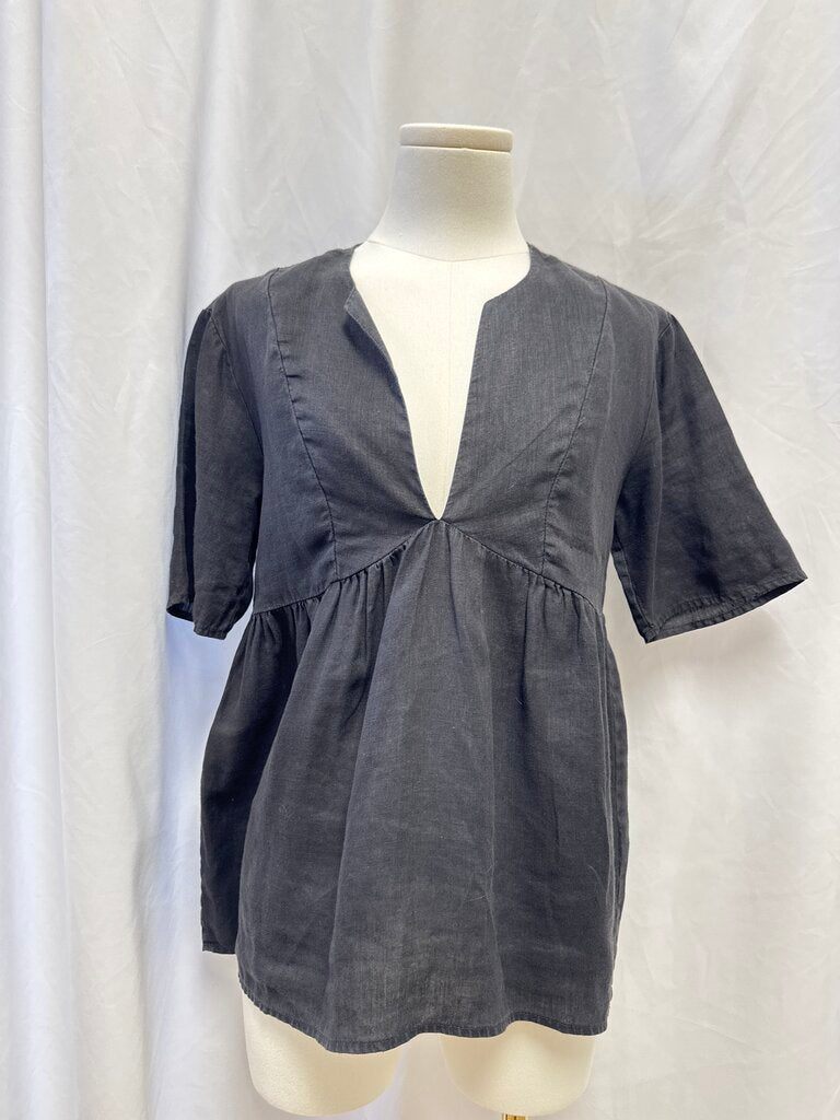 James Perse Black Linen Top