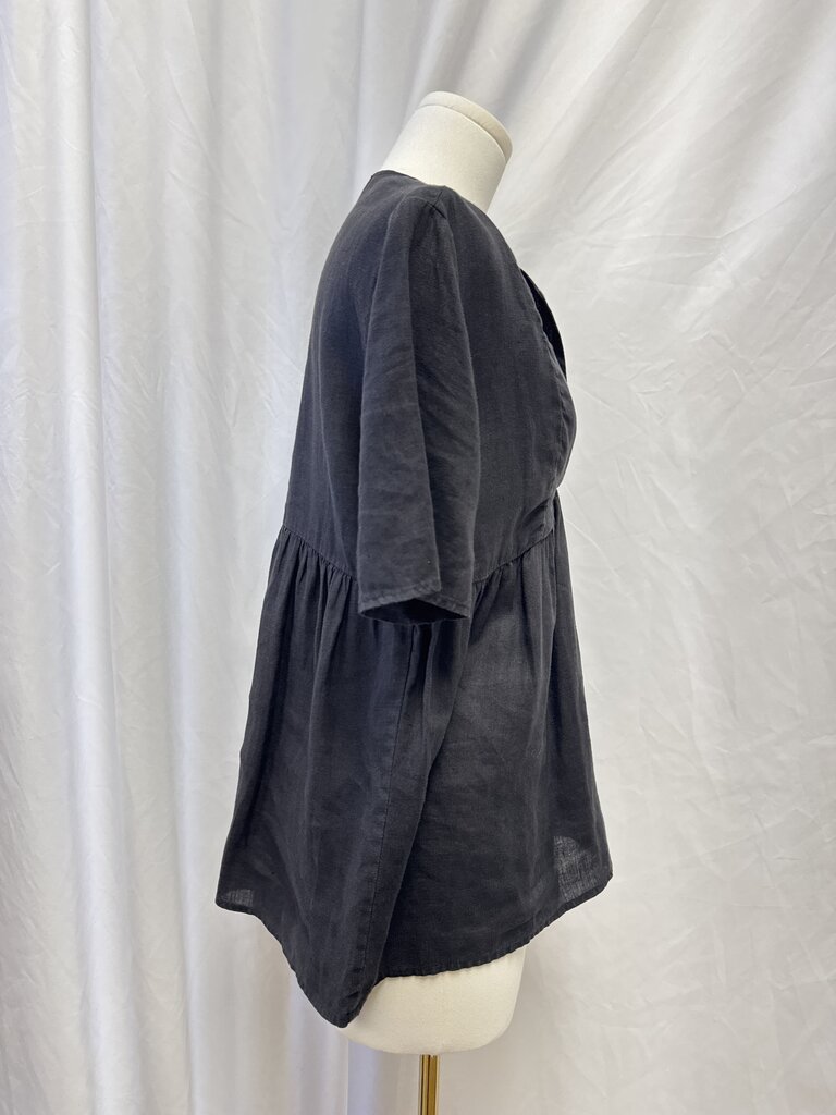 James Perse Black Linen Top