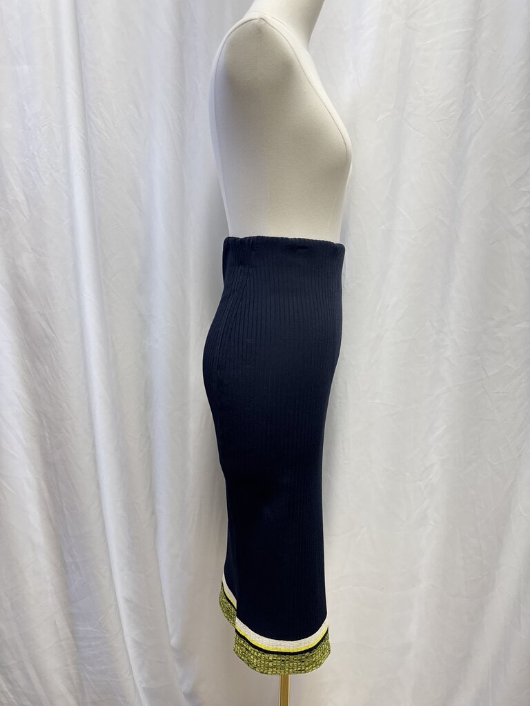 rag & bone Navy Ribbed Banded Bottom Midi Skirt