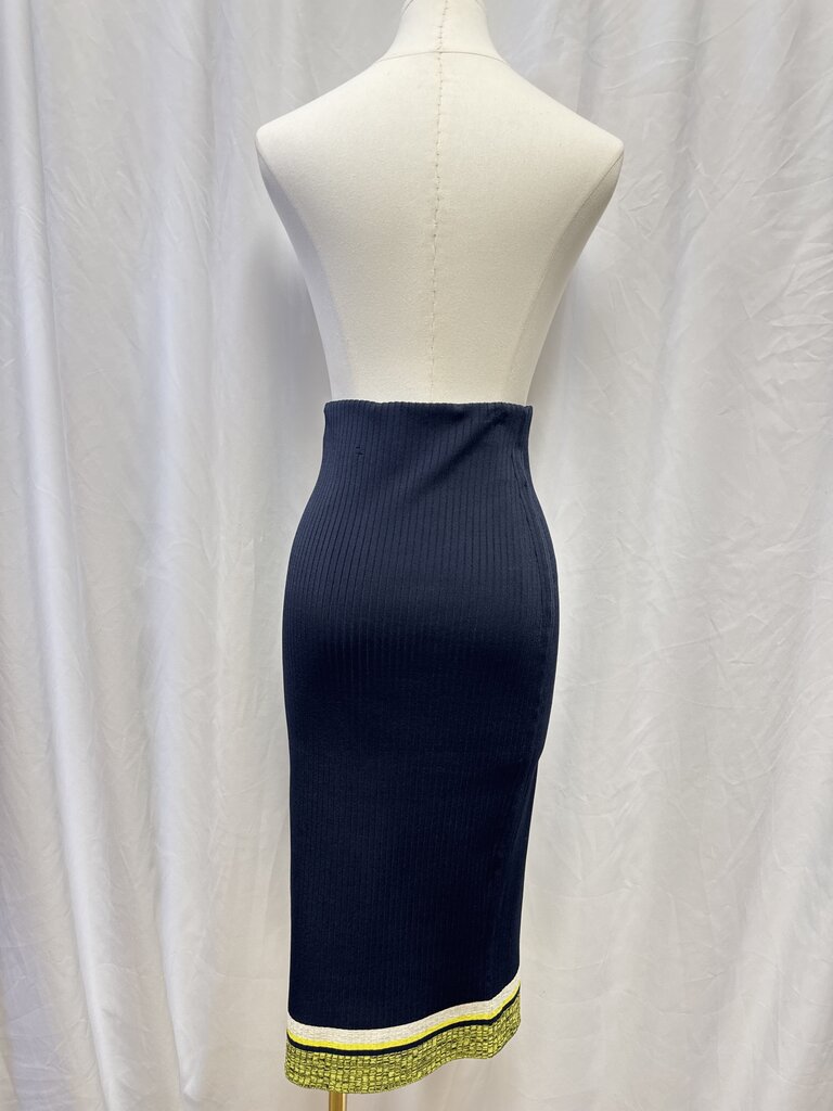 rag & bone Navy Ribbed Banded Bottom Midi Skirt