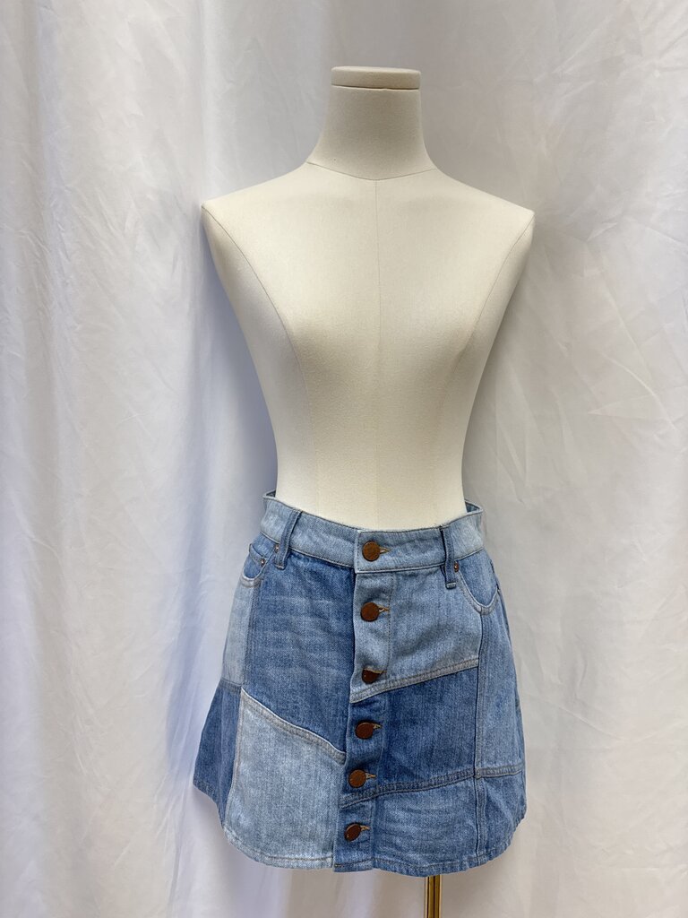 alice + olivia Bue Patchwork Denim Mini Skirt