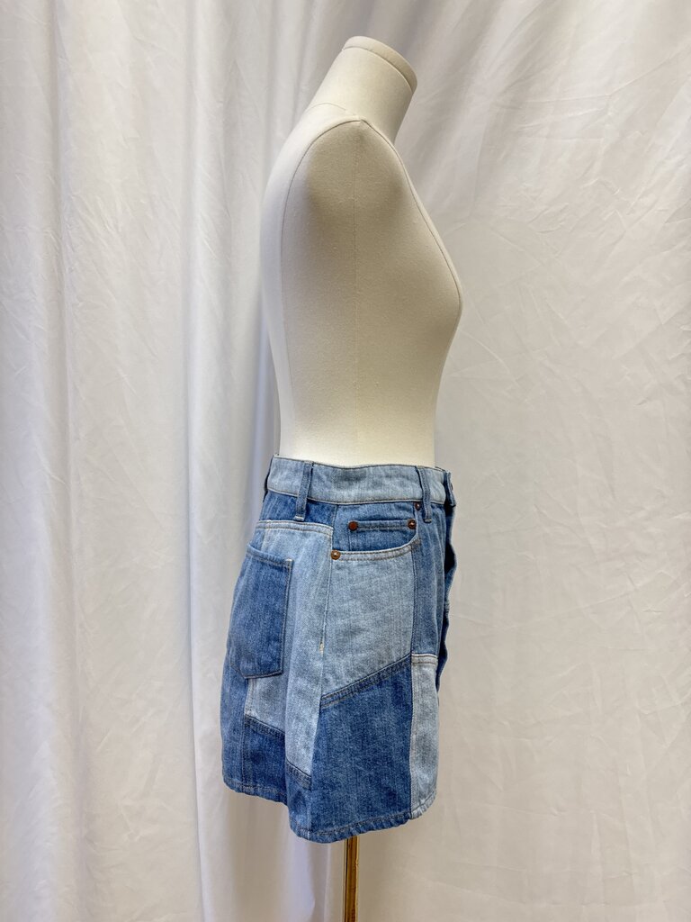 alice + olivia Bue Patchwork Denim Mini Skirt